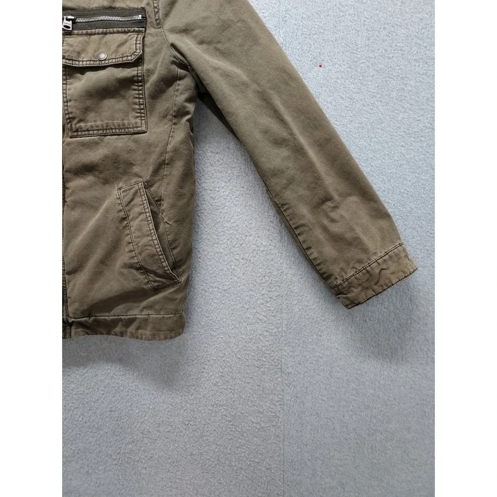 Levis Men Field Jacket S Brown Utility Zip Front Stand Collar Pockets Workwear